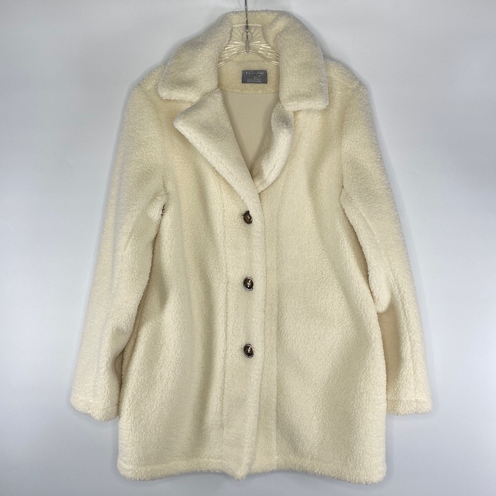 Masseys Cream Button Up Sherpa Jacket Size Small